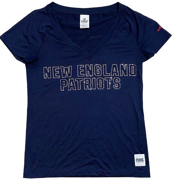 PINK Victoria’s Secret NFL New England Patriots Bling Mesh 2-Sided Jersey Sz XS - Picture 2 of 10